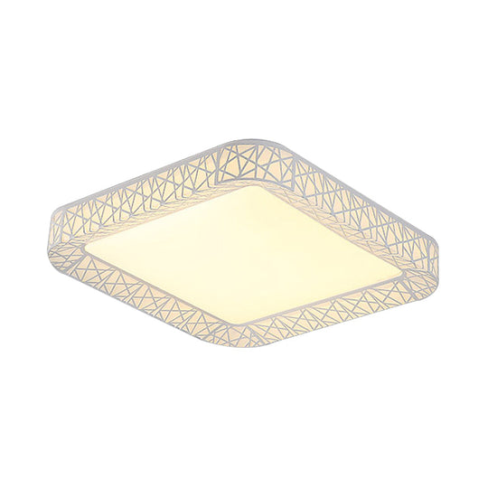 Modernist Led Acrylic Flush Mount Lamp - Square/Rectangular White Ceiling Light With Frosted