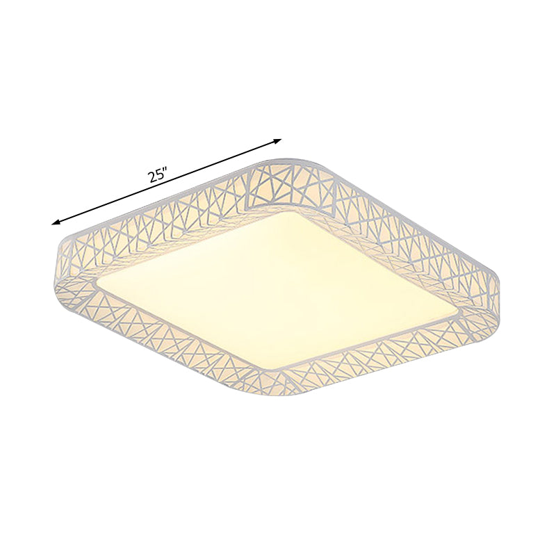 Modernist Led Acrylic Flush Mount Lamp - Square/Rectangular White Ceiling Light With Frosted