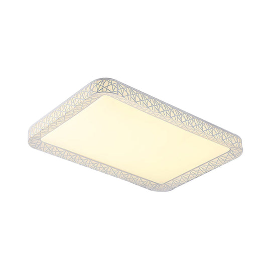 Modernist Led Acrylic Flush Mount Lamp - Square/Rectangular White Ceiling Light With Frosted