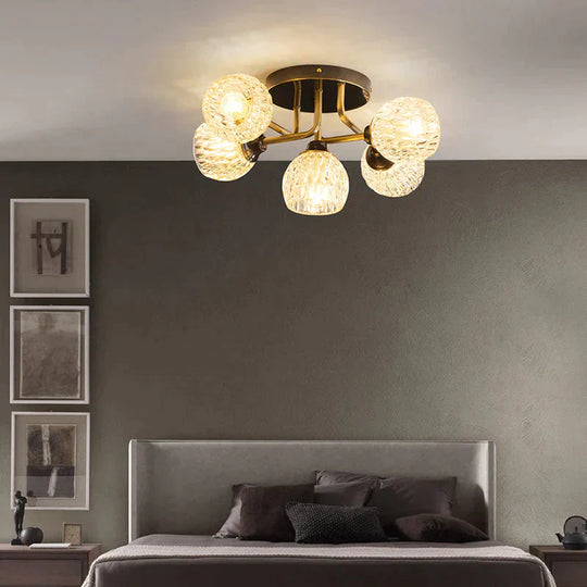 Warm All-Copper Master Bedroom Ceiling Lamp