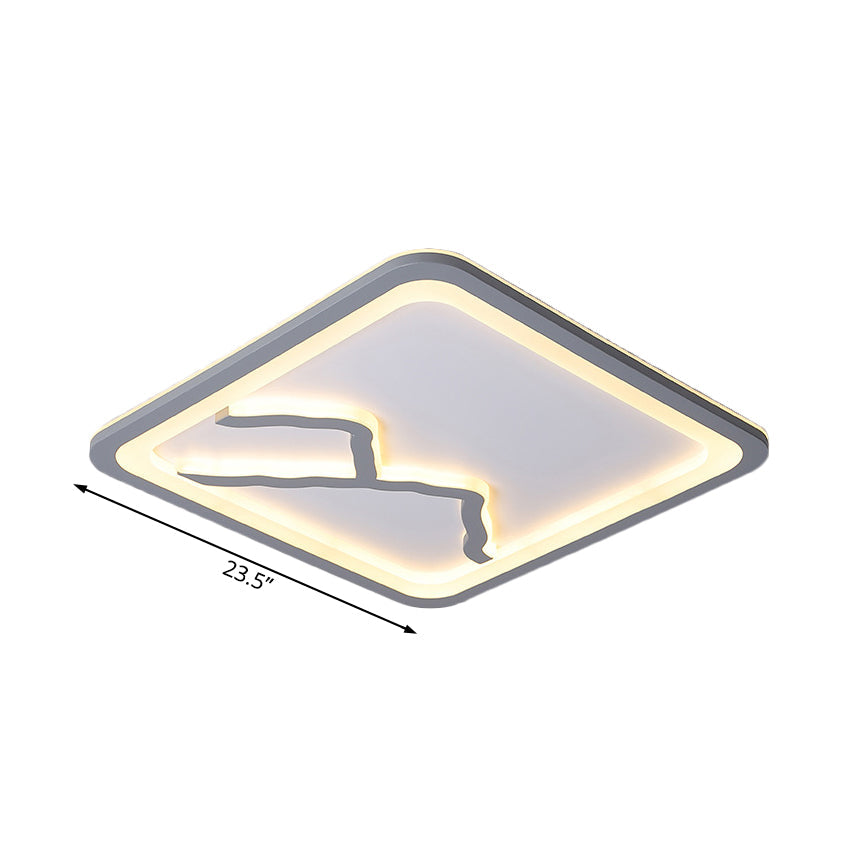 Plafonnier LED contemporain en acrylique à lumière blanche/chaude - Carré/Rectangle, 19,5"/23,5"/35,5" de large