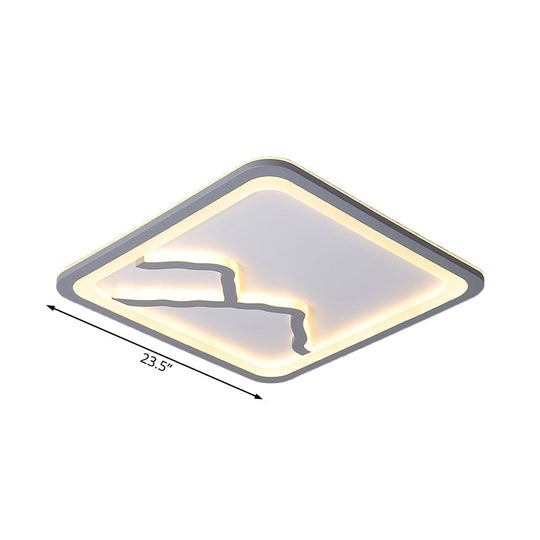 Contemporary Led Acrylic Flush Mount Light In White/Warm - Square/Rectangle 19.5/23.5/35.5 Wide