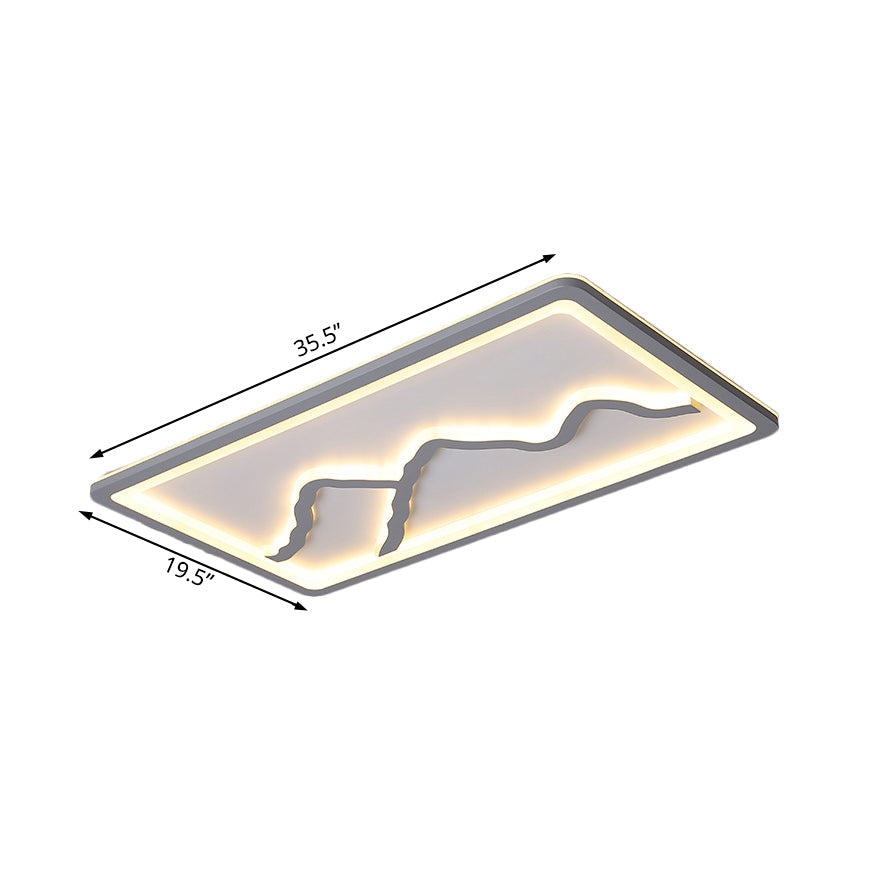 Plafonnier LED contemporain en acrylique à lumière blanche/chaude - Carré/Rectangle, 19,5"/23,5"/35,5" de large