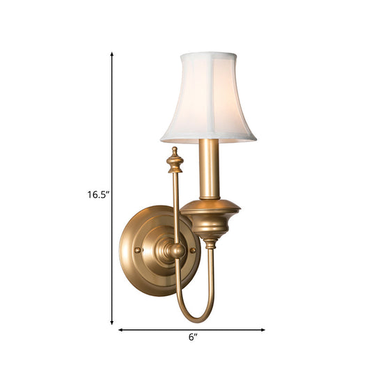 Gold Metal Sconce 1-Light Rustic Wall Mounted Light Fixture With Bell Shade For Bedroom