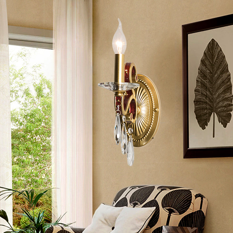 Metal Wall Lamp - Country Style Gold Cone Sconce Light For Bedroom (With/Without Shade)