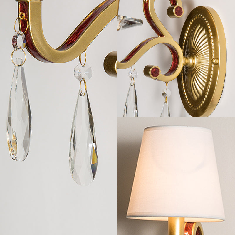 Metal Wall Lamp - Country Style Gold Cone Sconce Light For Bedroom (With/Without Shade)