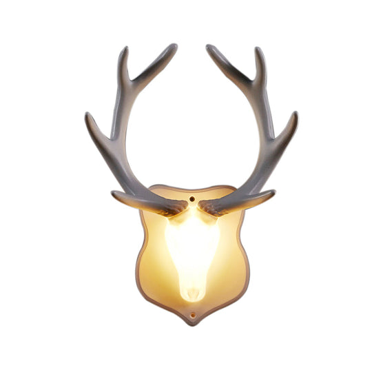 Rustic Resin Deer Led Wall Sconce In White/Blue With Black/White Mounting - Perfect For Living Room