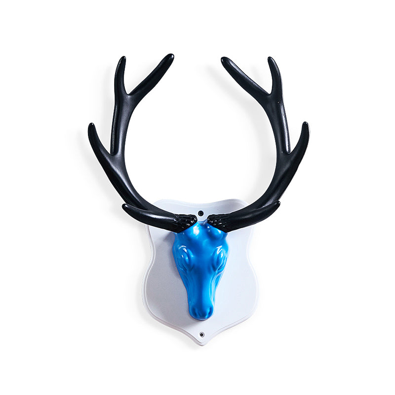 Rustic Resin Deer Led Wall Sconce In White/Blue With Black/White Mounting - Perfect For Living Room