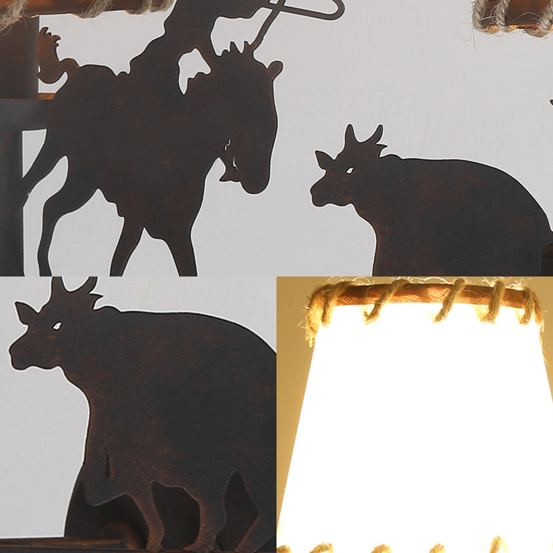 Rustic Wall Sconce Lamp With Animal Accents - Ideal For Restaurant 2-Bulb Conical Design