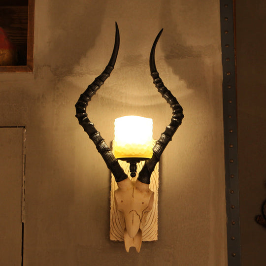 Rustic Black Gazelle Wall Sconce With Water Glass Shade - Indoor Lighting