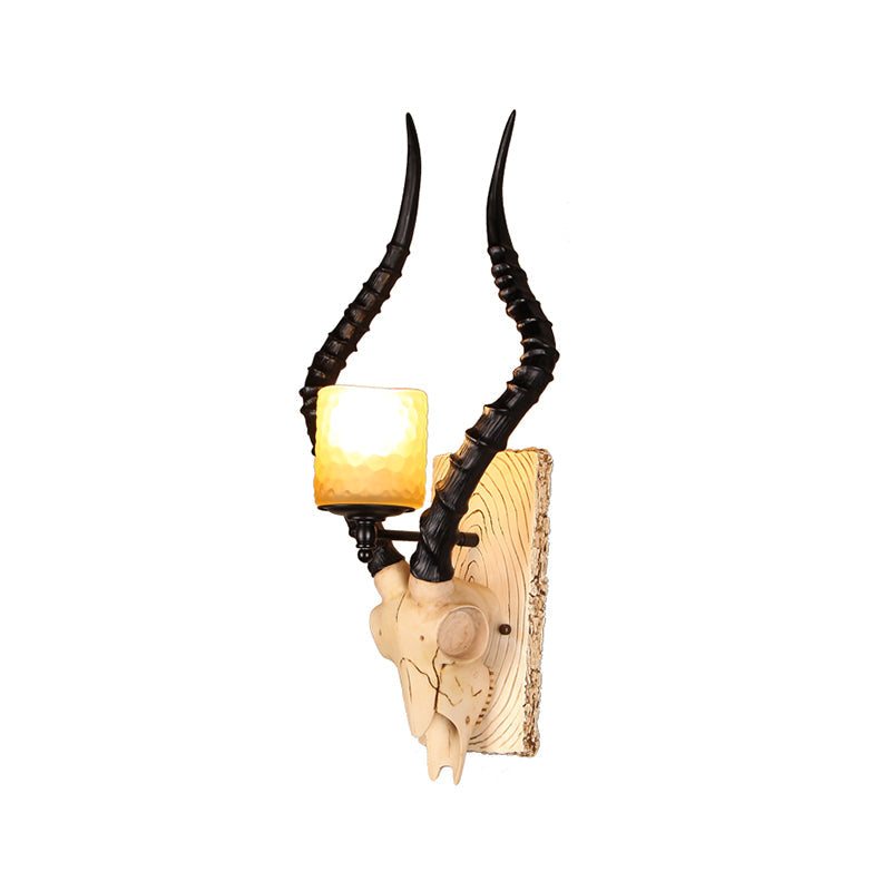 Rustic Black Gazelle Wall Sconce With Water Glass Shade - Indoor Lighting