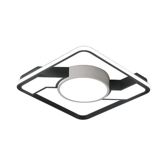 Modern Led Flush Mount Lamp: Wide Black-White Acrylic Square Light Fixture (18/22/31.5)