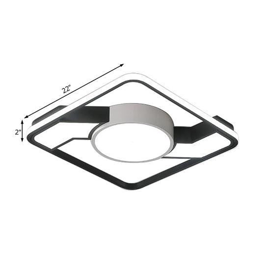 Modern Led Flush Mount Lamp: Wide Black-White Acrylic Square Light Fixture (18/22/31.5)