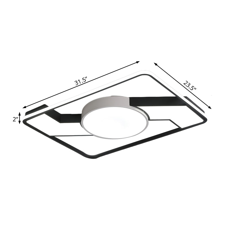 Modern Led Flush Mount Lamp: Wide Black-White Acrylic Square Light Fixture (18/22/31.5)