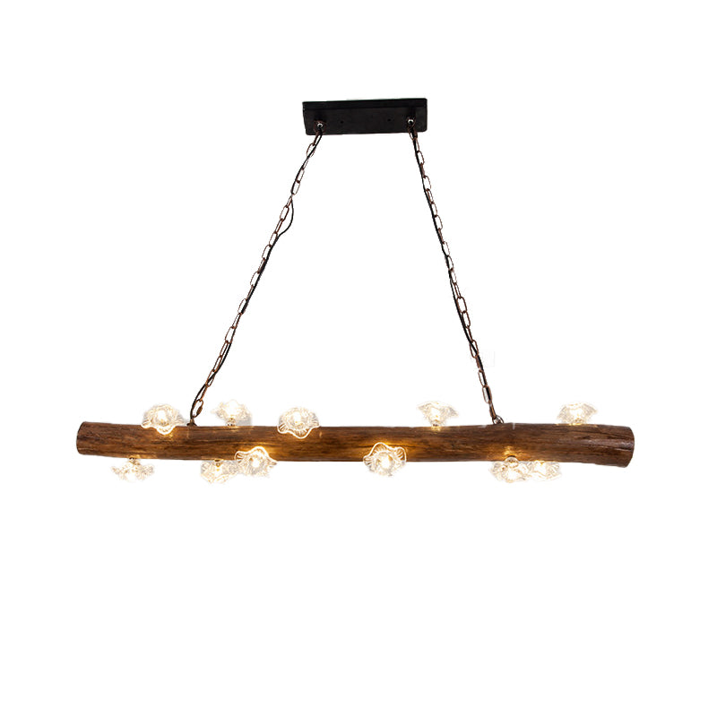 Rustic 12-Light Wood Hanging Lamp For Bedroom Or Kitchen Island