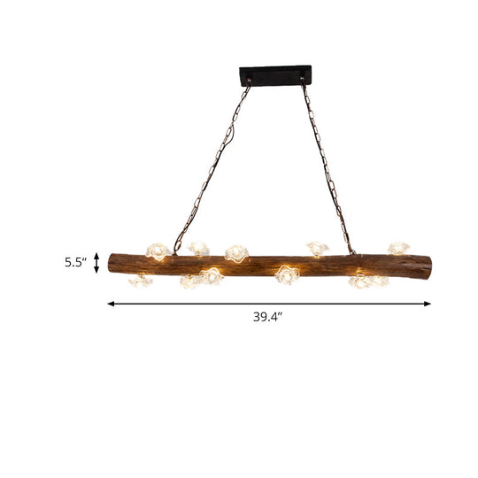 Rustic 12-Light Wood Hanging Lamp For Bedroom Or Kitchen Island