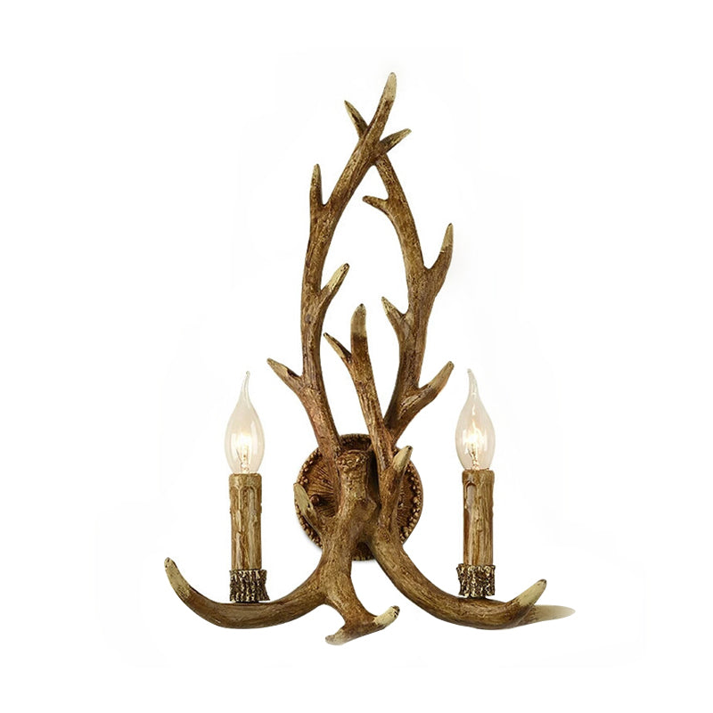 Antler Backplate Resin Wood Sconce Lamp - Traditional 1-Light Wall Mounted Indoor Lighting