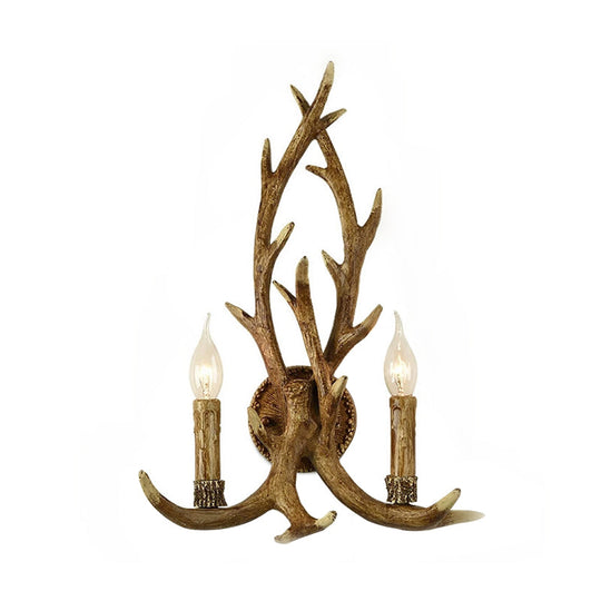 Antler Backplate Resin Wood Sconce Lamp - Traditional 1-Light Wall Mounted Indoor Lighting