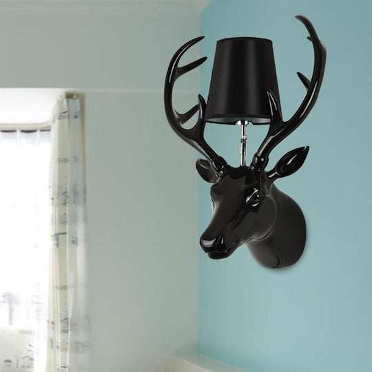 Elk Resin Wall Lamp: Traditional 1-Light Black/Pink/Blue Sconce With Glass Shade Black