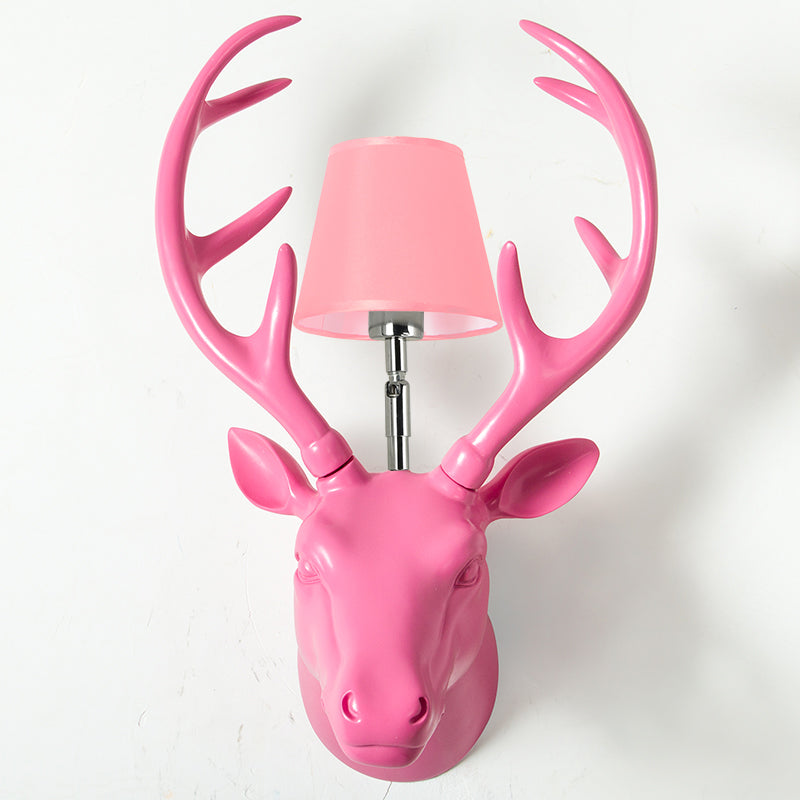 Elk Resin Wall Lamp: Traditional 1-Light Black/Pink/Blue Sconce With Glass Shade Pink