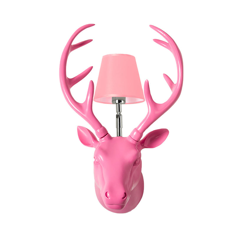 Elk Resin Wall Lamp: Traditional 1-Light Black/Pink/Blue Sconce With Glass Shade