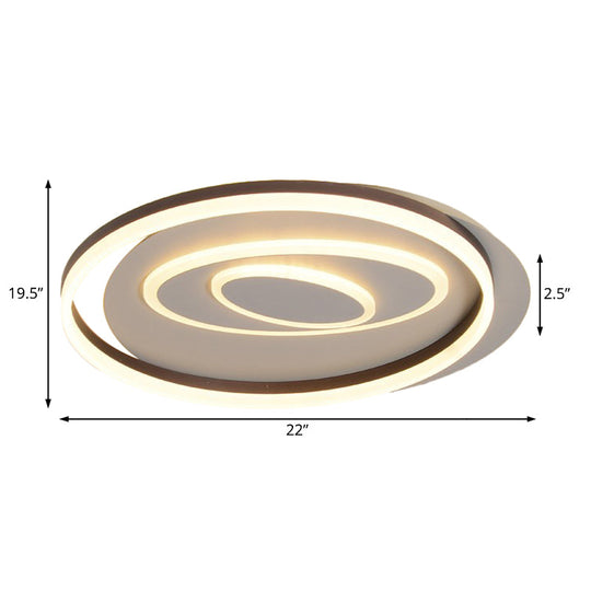 Modernist Ring Semi Flush Mount Metal LED Ceiling Fixture for Bedroom - Brown with White/Warm Light