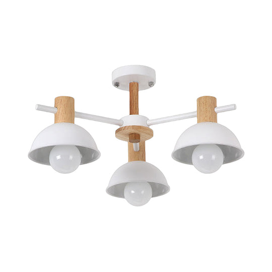 Modern Dome Rubber Chandelier Pendant Light - 3/6 Lights White Led Ceiling Fixture With Radial