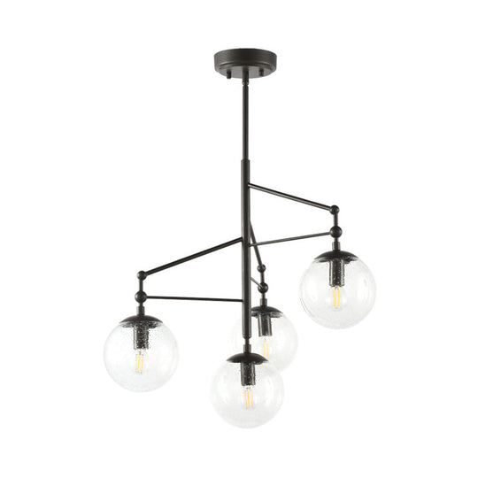 Frosted Glass Chandelier - Contemporary Black Hanging Light Fixture With 4 Lights By Globe