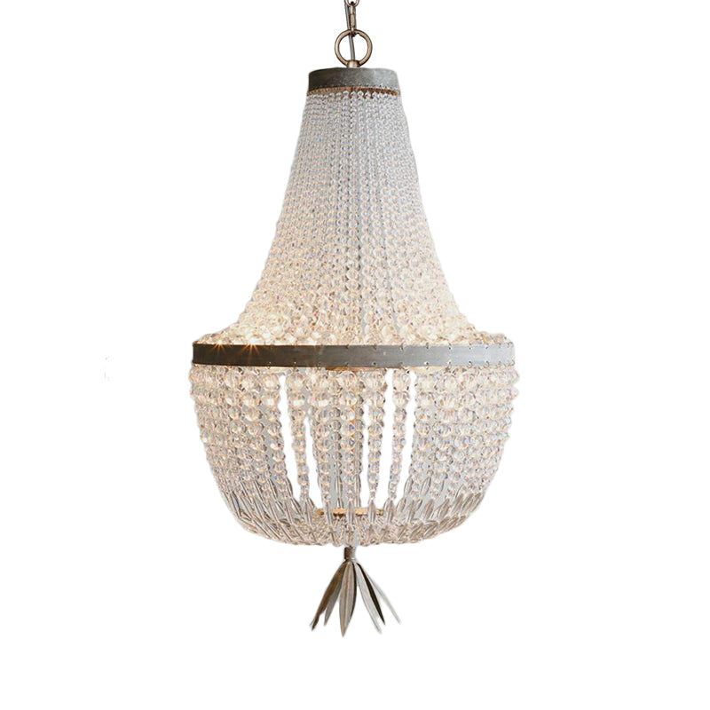 Nordic Crystal White Gourd Empire Chandelier - Stylish 3-Bulb Hanging Ceiling Light For Living Room