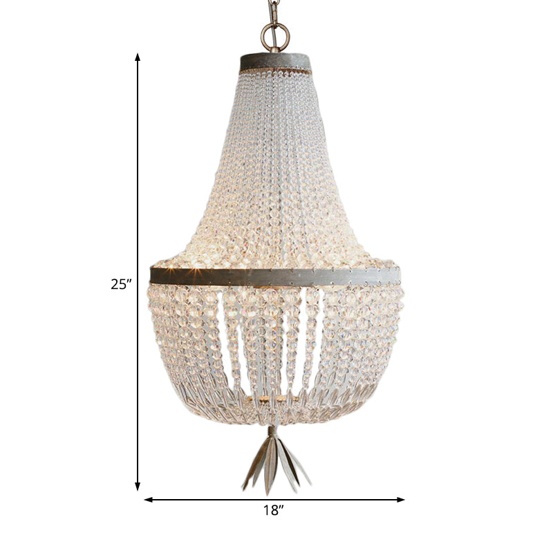 Nordic Crystal White Gourd Empire Chandelier - Stylish 3-Bulb Hanging Ceiling Light For Living Room