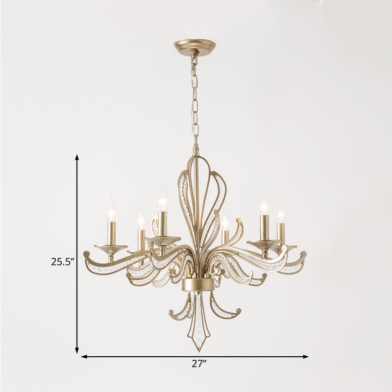 Modern Crystal Candle Chandelier: Gold Pendant Lighting Fixture For Bedroom (3/6 Bulbs)