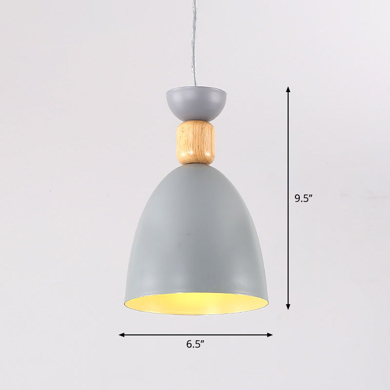 Metal Nordic-Style Down Lighting Pendant For Bell Dining Room With Single Bulb Grey