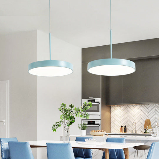 Led Minimalist Circular Pendant Ceiling Light With Acrylic Shade For Dining Room