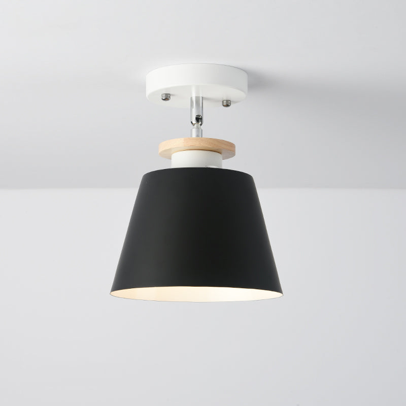 Macaron Metal Corridor Ceiling Flush Light - Adjustable Semi Mount Lighting Black