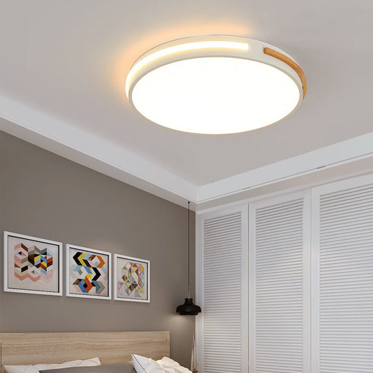 Minimalist LED Flush Mount Ceiling Light with Round Acrylic Shade - Bedroom Lighting Fixture