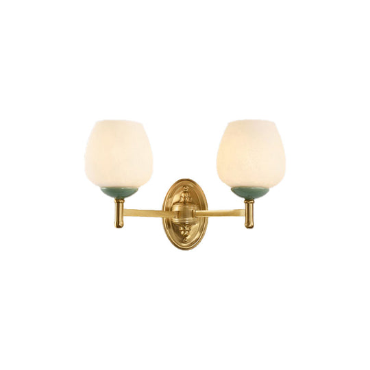 Modern Opal Glass Wall Sconce With Gold Porcelain Cap - 1/2-Light Hall Mount Fixture