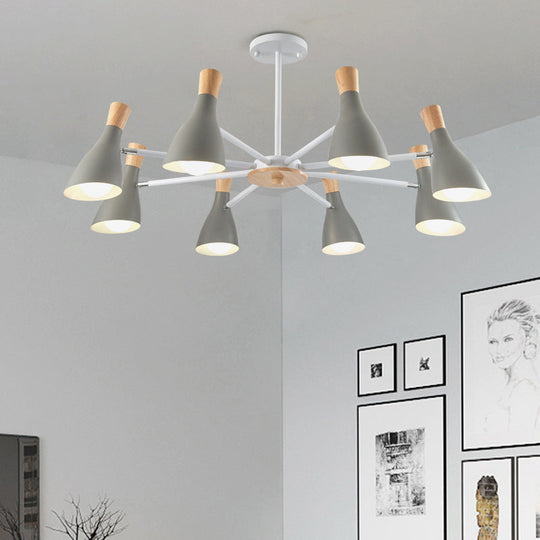 Iron Bias-Cut Bottle Chandelier - Macaron Style Pendant Light For Living Room