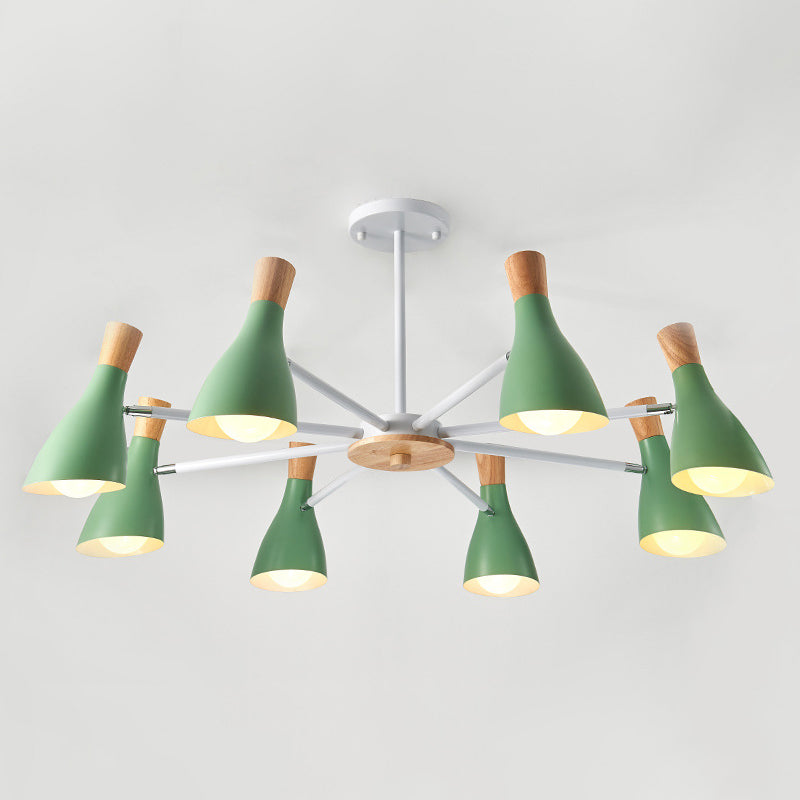 Iron Bias-Cut Bottle Chandelier - Macaron Style Pendant Light For Living Room