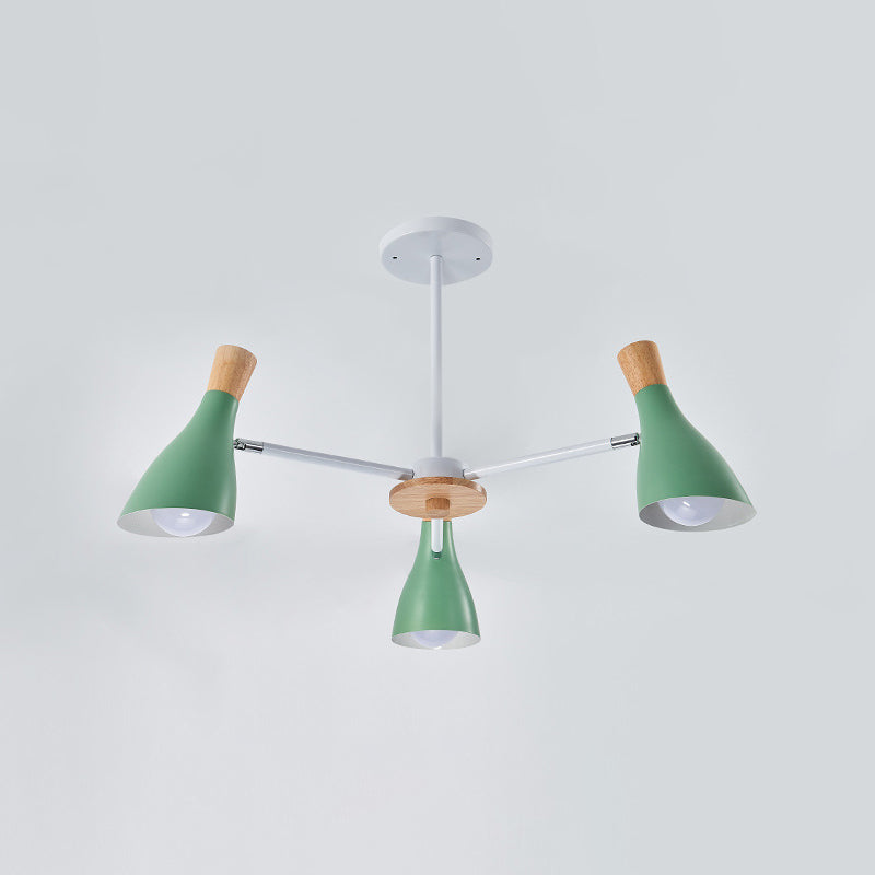 Iron Bias-Cut Bottle Chandelier - Macaron Style Pendant Light For Living Room