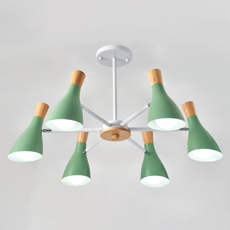 Iron Bias-Cut Bottle Chandelier - Macaron Style Pendant Light For Living Room