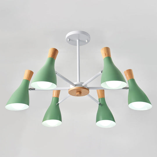 Iron Bias-Cut Bottle Chandelier - Macaron Style Pendant Light For Living Room