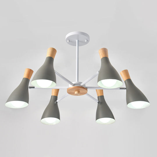 Iron Bias-Cut Bottle Chandelier - Macaron Style Pendant Light For Living Room 6 / Grey