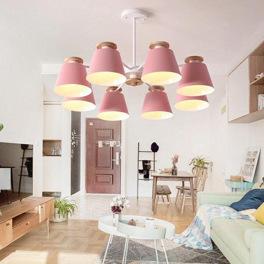 Metallic Macaron Trifle Chandelier: Elegant Cup Shaped Pendant Light For Dining Room Ceiling With