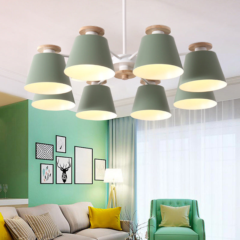 Metallic Macaron Trifle Chandelier: Elegant Cup Shaped Pendant Light For Dining Room Ceiling With