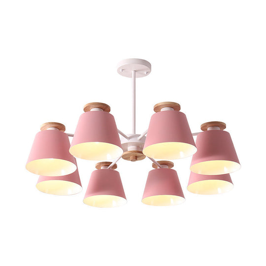 Metallic Macaron Trifle Chandelier: Elegant Cup Shaped Pendant Light For Dining Room Ceiling With