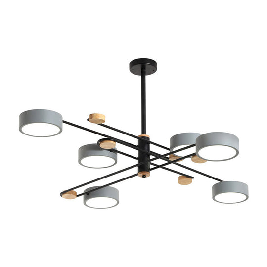 Modern Criss-Cross Led Chandelier - Nordic Style 6-Light Metal Hanging Lamp For Living Room