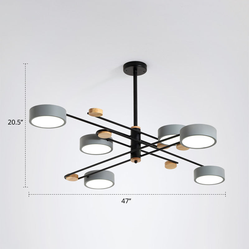 Modern Criss-Cross Led Chandelier - Nordic Style 6-Light Metal Hanging Lamp For Living Room