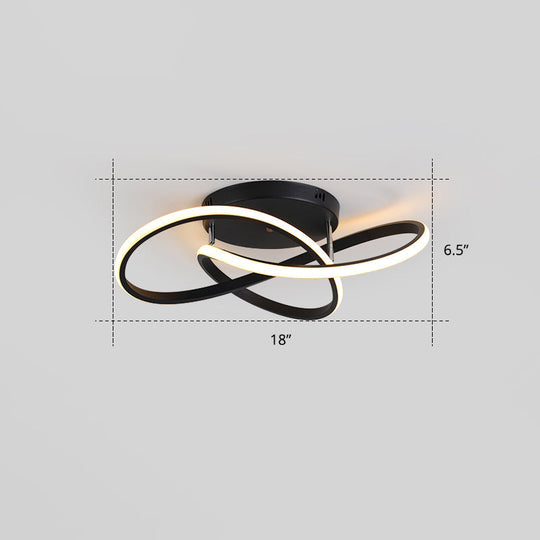 Simplicity Led Ceiling Lamp With Acrylic Strip Shade For Bedroom Black / 18 Warm