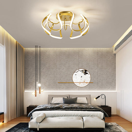 Modern Led Semi Flush Mount Ceiling Light With Seamless Curves - Ideal For Bedrooms