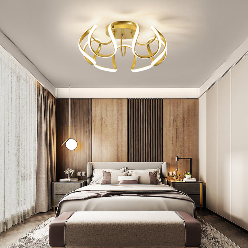 Modern Led Semi Flush Mount Ceiling Light With Seamless Curves - Ideal For Bedrooms